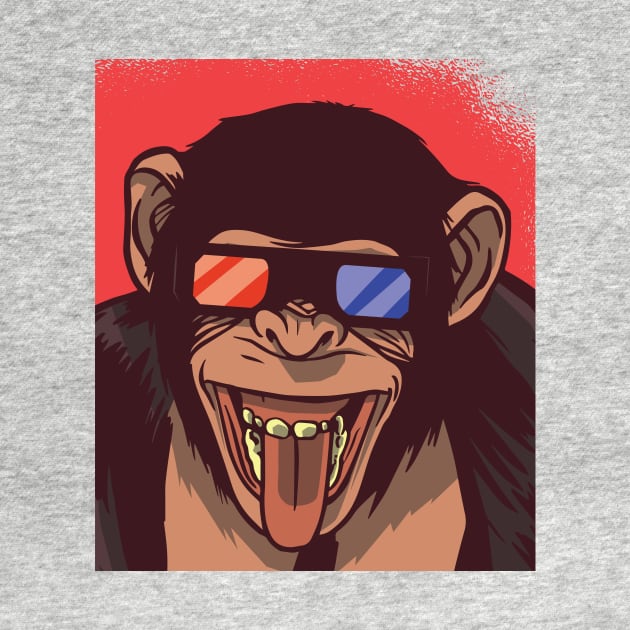 Retro Chimpanzee Wearing 3D Glasses // Vintage Monkey Illustration by SLAG_Creative